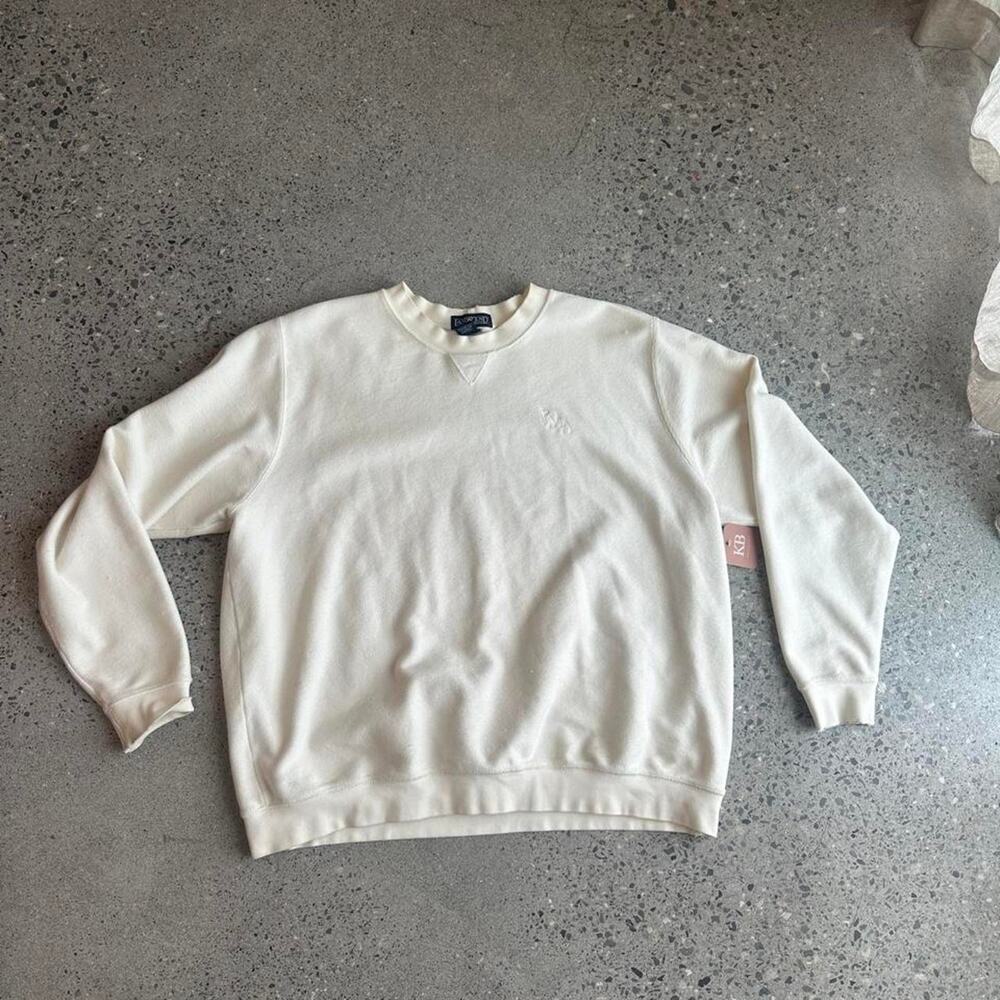 Lands' End cream crewneck sweater 100% cotton vintage cream crew pullover xl